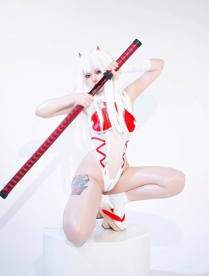 Tactical Anime Girl PU Leather Sheer Mesh Sexy Cosplay Bodysuit Costume White - www.Shopthatapp.com