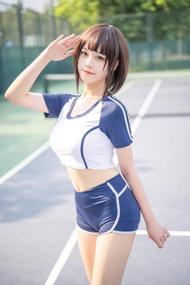 Anime Style 3-Piece Short Gymnastics Uniform Volleyball Sports Activewear - www.Shopthatapp.com