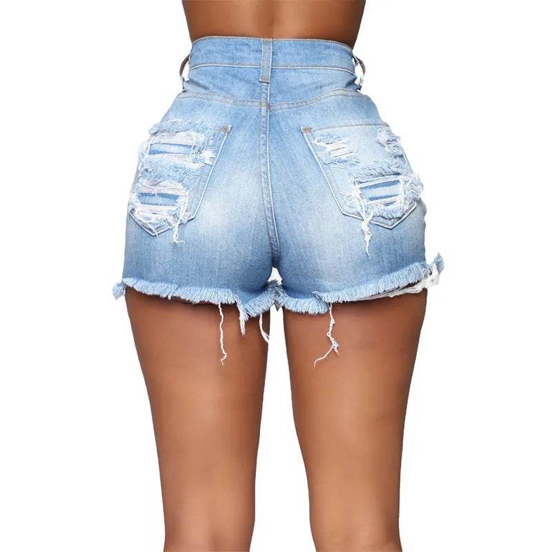 High Elastic Ripped Jeans Denim Shorts For Women - www.Shopthatapp.com