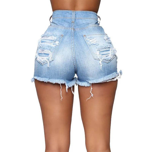 High Elastic Ripped Jeans Denim Shorts For Women - www.Shopthatapp.com