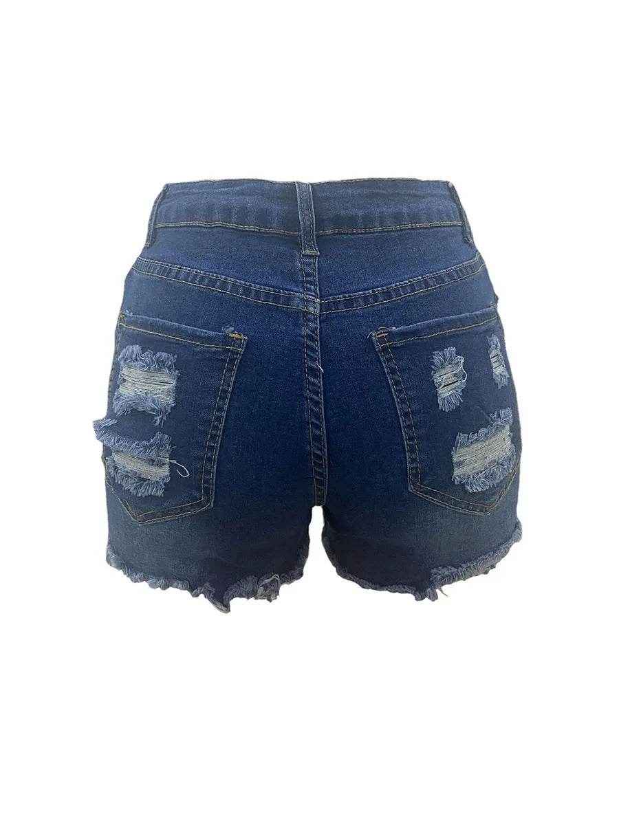 High Elastic Ripped Jeans Denim Shorts For Women - www.Shopthatapp.com