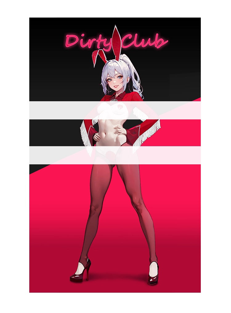 Wild Bunny Cow Girl PU Leather Jacket Sheer Sexy Ligerie Cosplay Costume Set - www.Shopthatapp.com