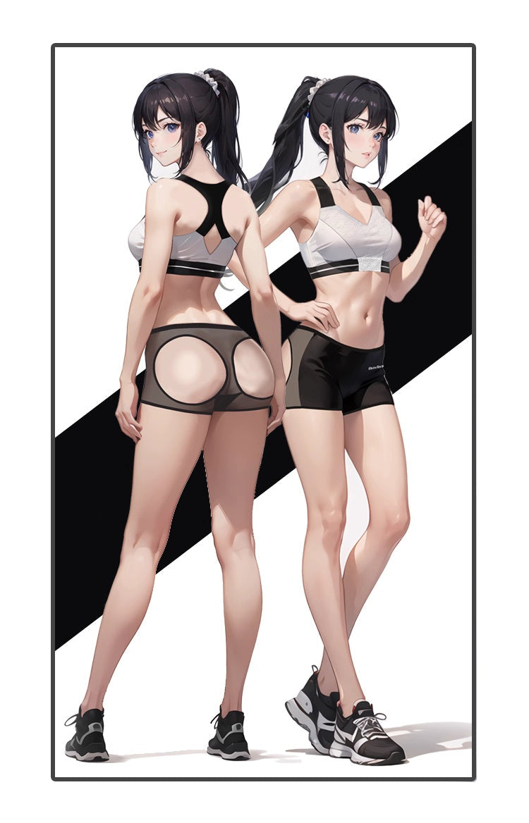 Anime Style 2-Piece Short Gymnastics Uniform Sports Tank Top with Sexy Cutout Shorts - www.Shopthatapp.com