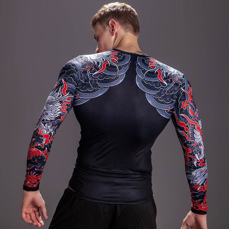 Printed Long Sleeve Fitness Top for Men Exercise Gym shirt - www.Shopthatapp.com