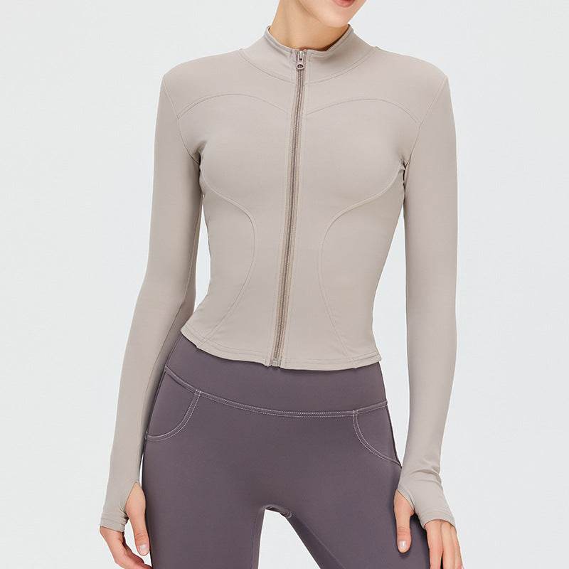 Autumn Winter Long Sleeve Zipper Slim fit Workout Top for women - www.Shopthatapp.com