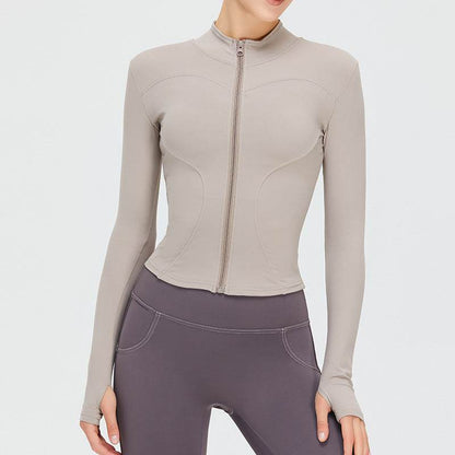 Autumn Winter Long Sleeve Zipper Slim fit Workout Top for women - www.Shopthatapp.com