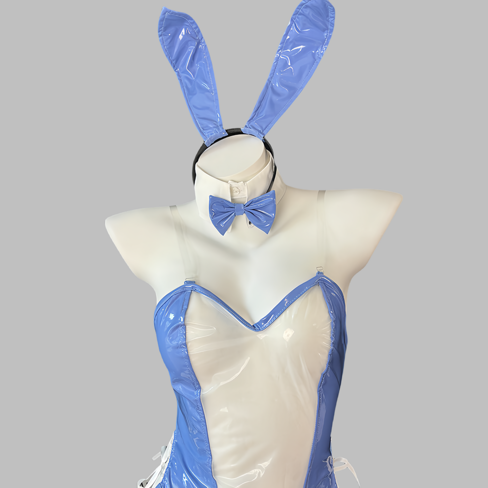 Bunny Girl PU Leather See Through Cosplay Bodysuit Costume Lingerie - www.Shopthatapp.com