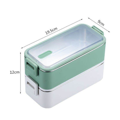 Portable Stainless Steel Double Layer Kids Lunch Box - www.Shopthatapp.com