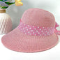 Summer Women's Wide Brim Bowknot All-Match woven Sun Hat