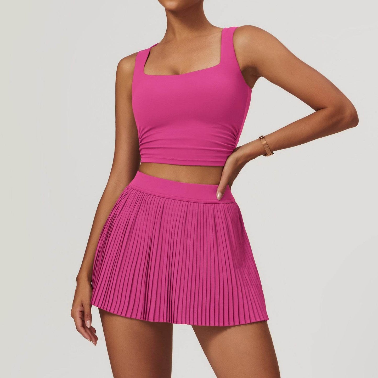 Tennis Skirt set Athletic Sports Workout Pleated Skort Outfit Women - www.Shopthatapp.com