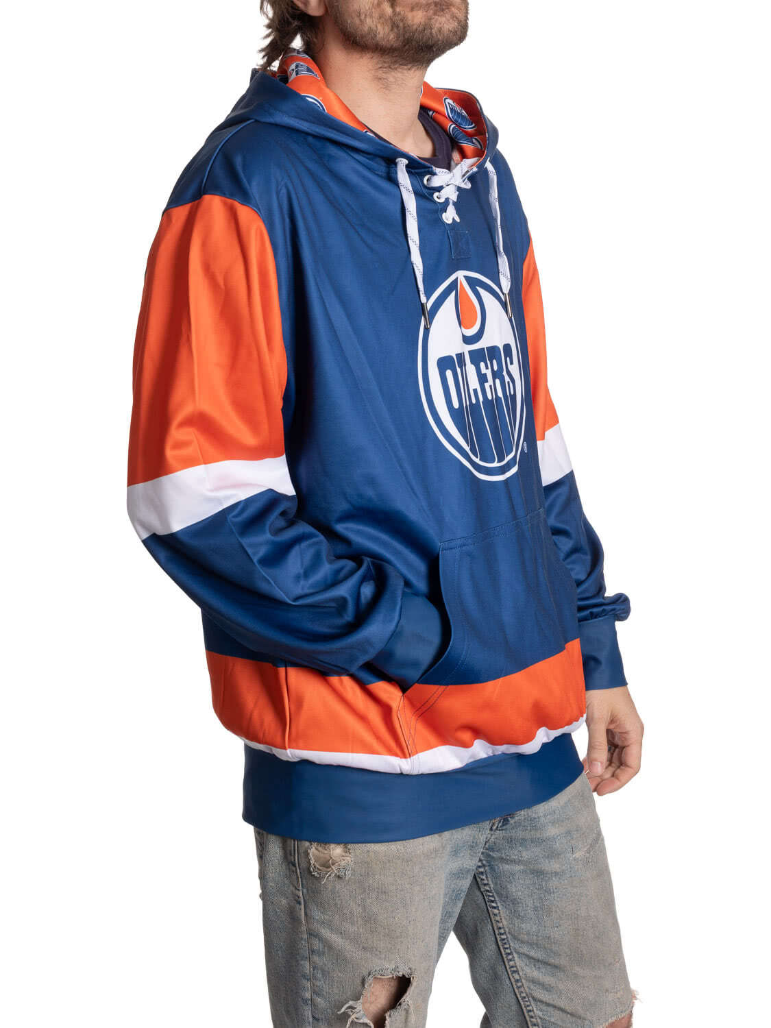 Edmonton Oilers Hockey Lace Hoodie - www.Shopthatapp.com