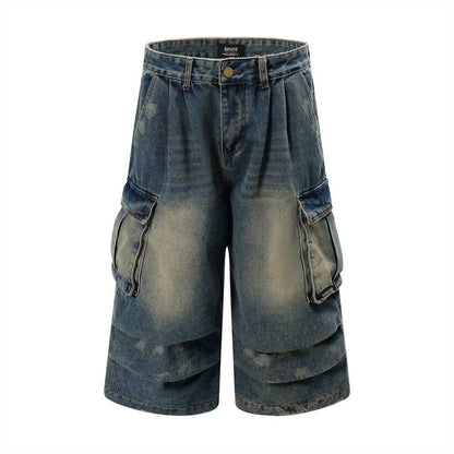 Old Washing Workwear Denim Shorts Men Jeans - www.Shopthatapp.com #