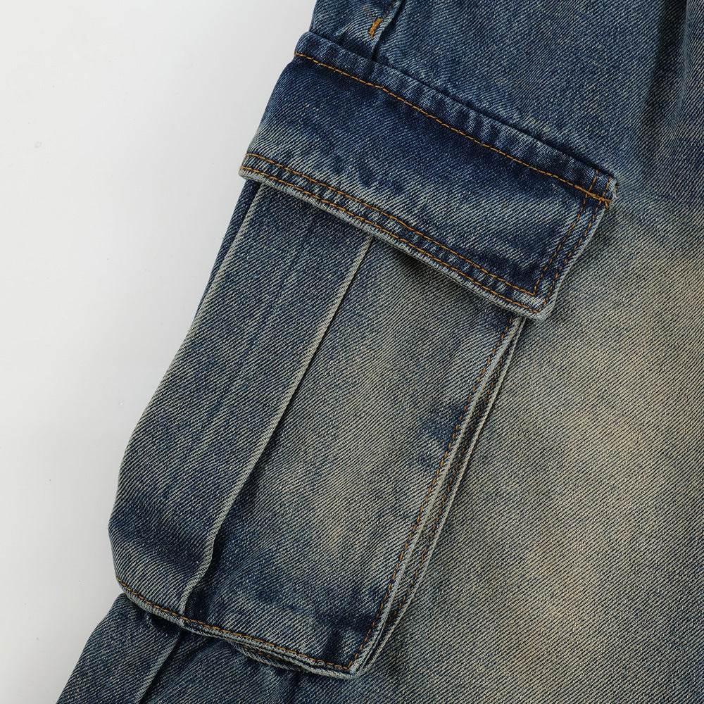Old Washing Workwear Denim Shorts Men Jeans - www.Shopthatapp.com #
