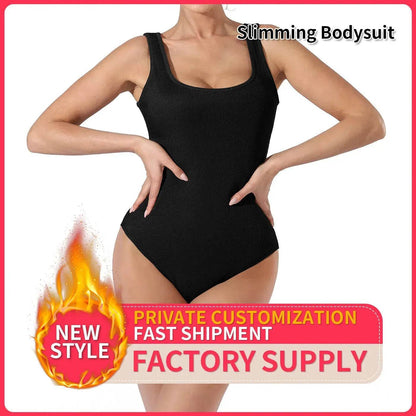 One piece Full body shaper Sleeveless Square neckline Bodysuit - www.Shopthatapp.com #