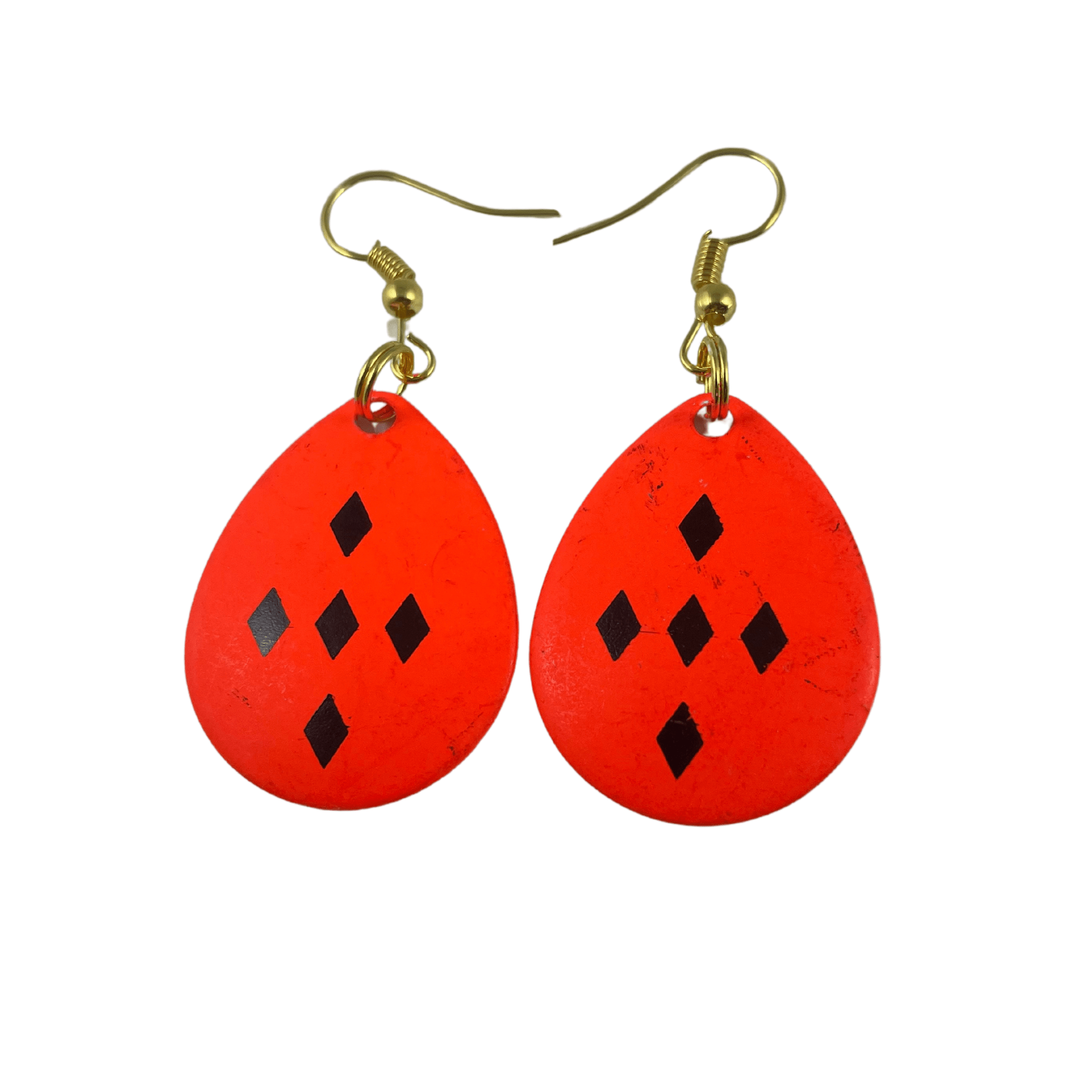 Colorado Orange 5 Black Diamonds Spinner Blade Earrings - www.Shopthatapp.com