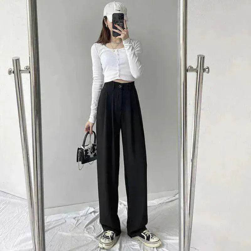 Oversized Women's Drape Suit Pants Loose Straight Leg - www.Shopthatapp.com