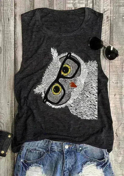 Owl Glasses Sleeveless Tank Top - www.Shopthatapp.com