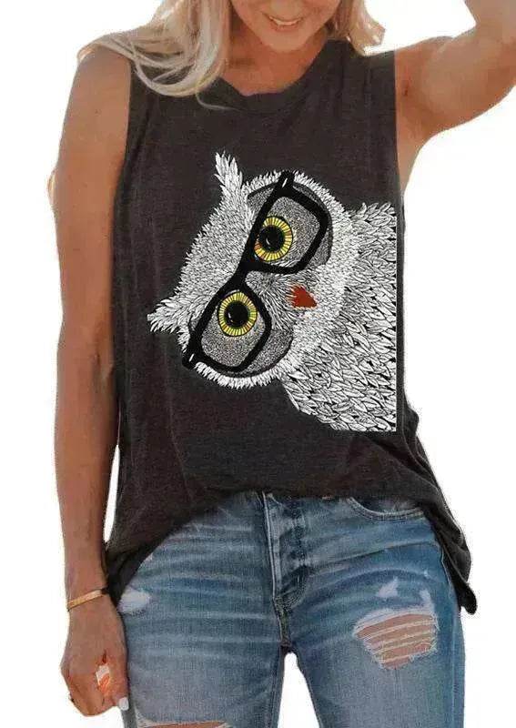 Owl Glasses Sleeveless Tank Top - www.Shopthatapp.com