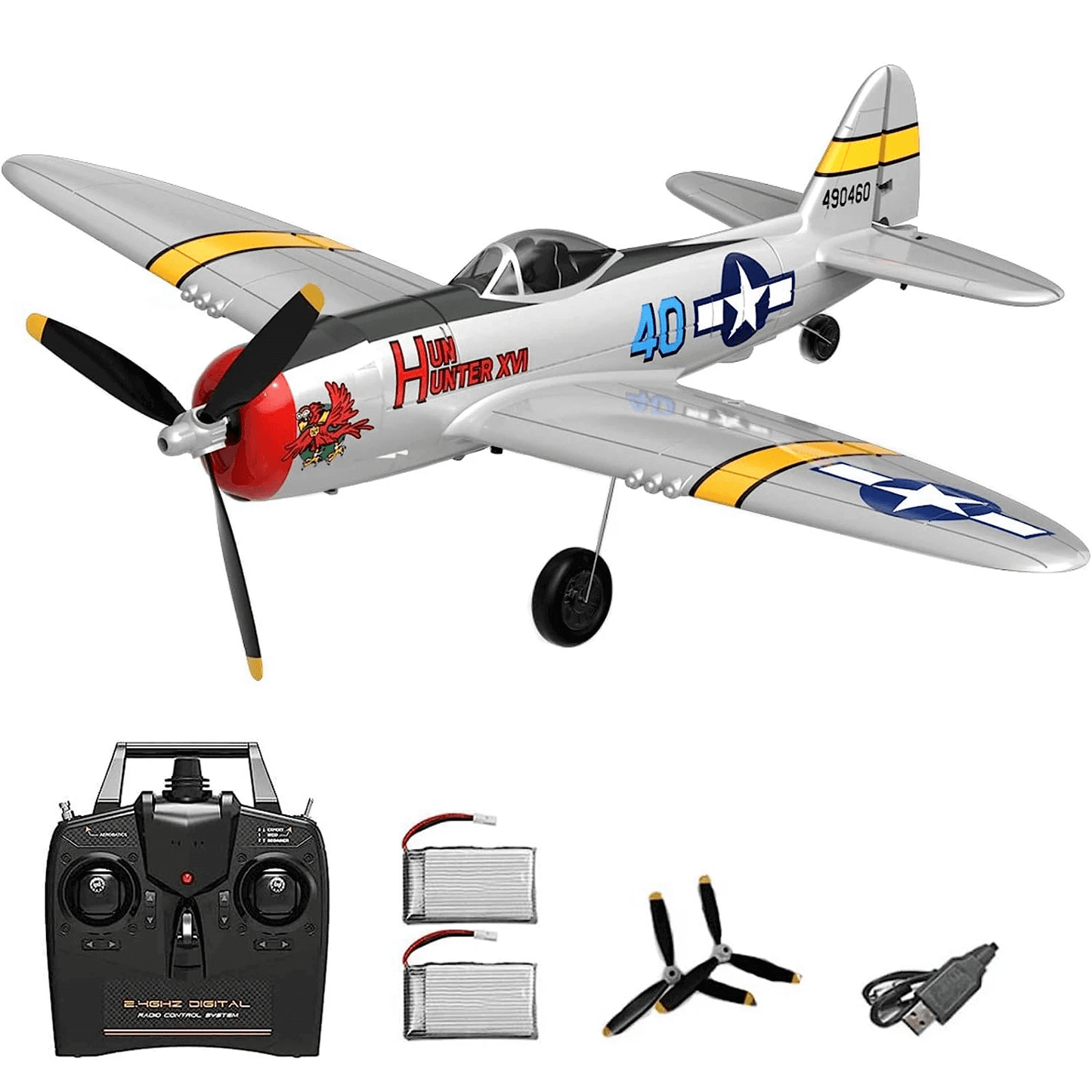 P47 Thunderbolt Warbird RC Fighter, 4Ch RTF with Xpilot, One Key Aerobatics - www.Shopthatapp.com