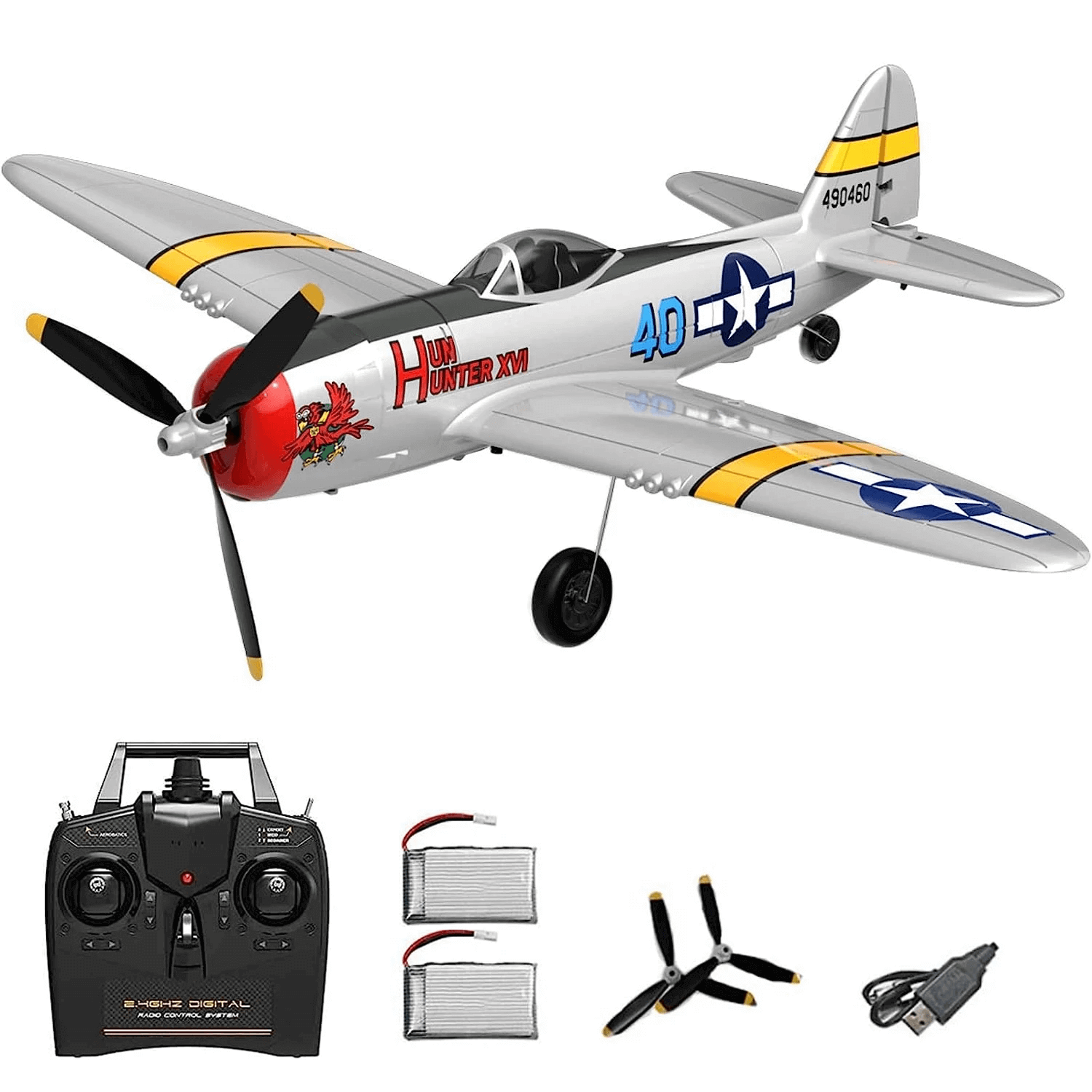 P47 Thunderbolt Warbird RC Fighter, 4Ch RTF with Xpilot, One Key Aerobatics - www.Shopthatapp.com