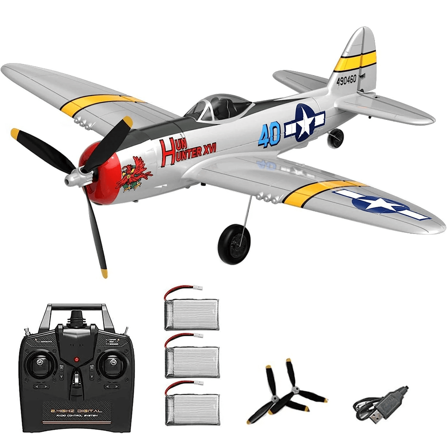 P47 Thunderbolt Warbird RC Fighter, 4Ch RTF with Xpilot, One Key Aerobatics - www.Shopthatapp.com