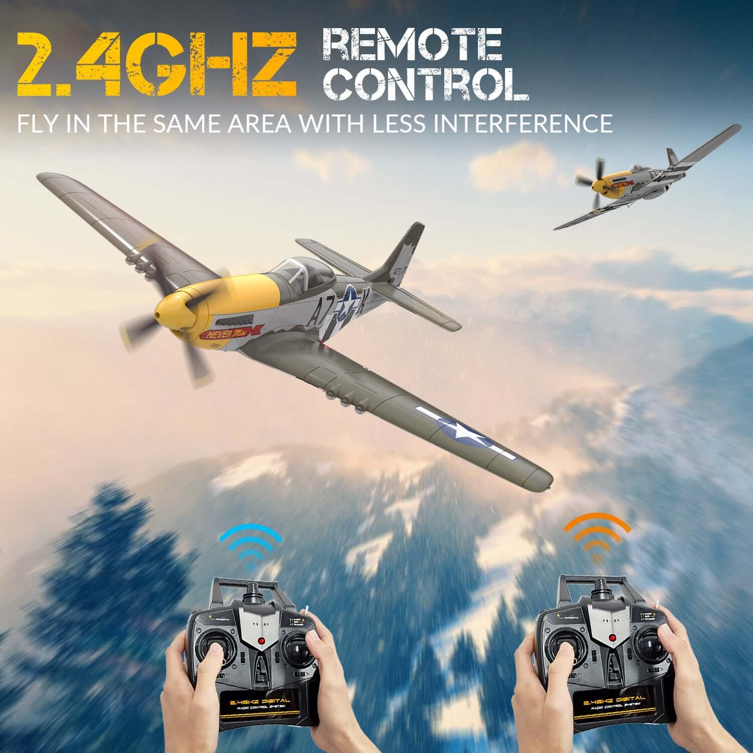 P51D RC Airplane with Mode 1 Transmitter | 4-Channel Brushless & XPilot Stabilizer - www.Shopthatapp.com #