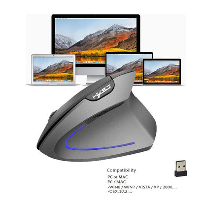 2.4GHz Wireless 4-Keys 2400 DPI Adjustable Ergonomics Mouse Optical Vertical Mouse Grey