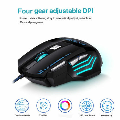 7200 dpi RGB Lighting Luminous Gaming Mouse 7-key Office Computer Mouse LED Gaming