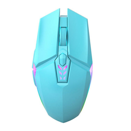 Souris de jeu filaire 1600 dpi avec éclairage RVB et boutons silencieux - Bleu