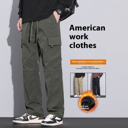 Pants Trousers Men – High Waist Cotton Trousers with Fleece - www.Shopthatapp.com #