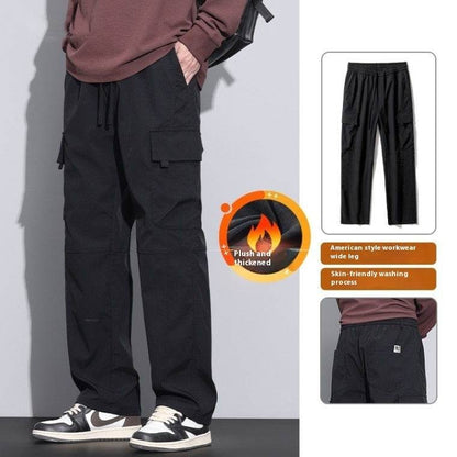 Pants Trousers Men – High Waist Cotton Trousers with Fleece - www.Shopthatapp.com #