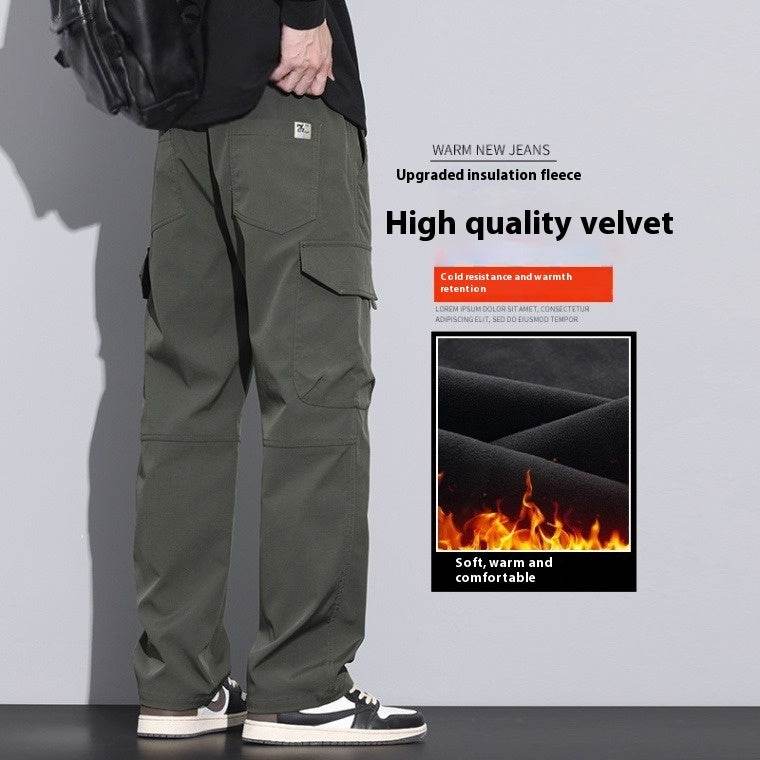 Pants Trousers Men – High Waist Cotton Trousers with Fleece - www.Shopthatapp.com #