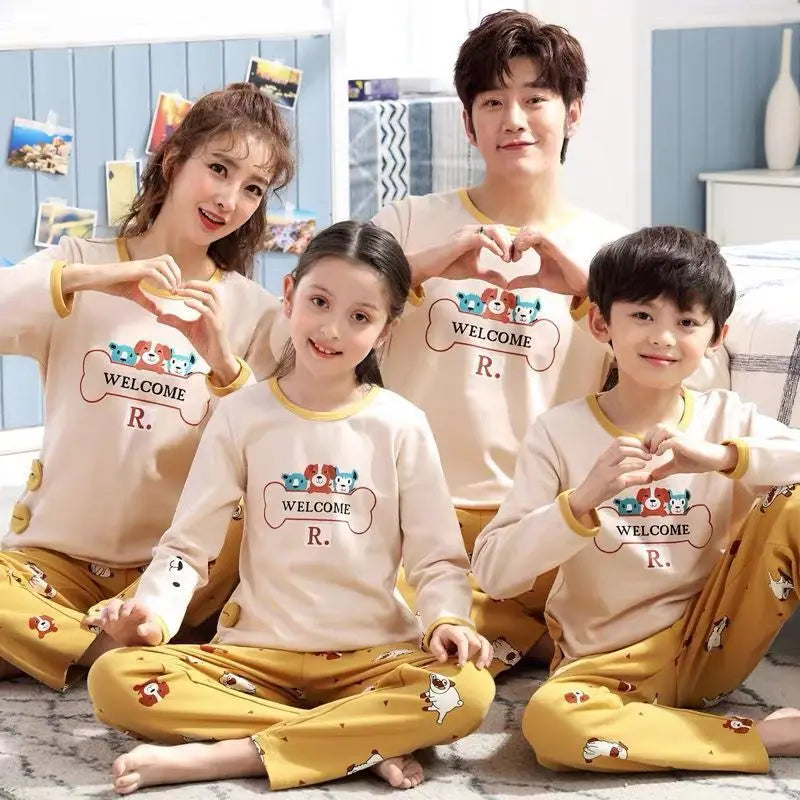 Parent-child Pajamas Cotton Long Sleeve Cartoon Children's Loungewear - www.Shopthatapp.com