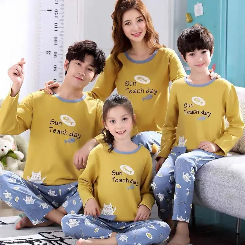 Parent-child Pajamas Cotton Long Sleeve Cartoon Children's Loungewear - www.Shopthatapp.com