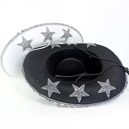 Party Black Bilateral Sequined Cowboy Hat - www.Shopthatapp.com