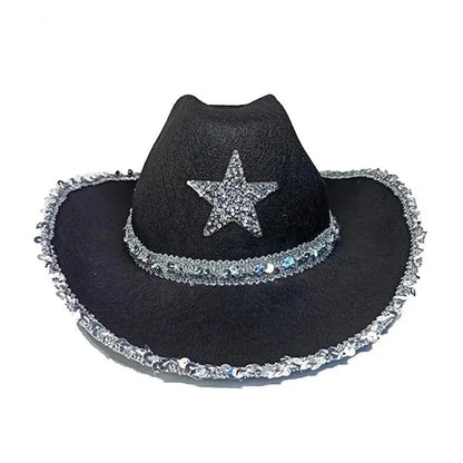 Party Black Bilateral Sequined Cowboy Hat - www.Shopthatapp.com