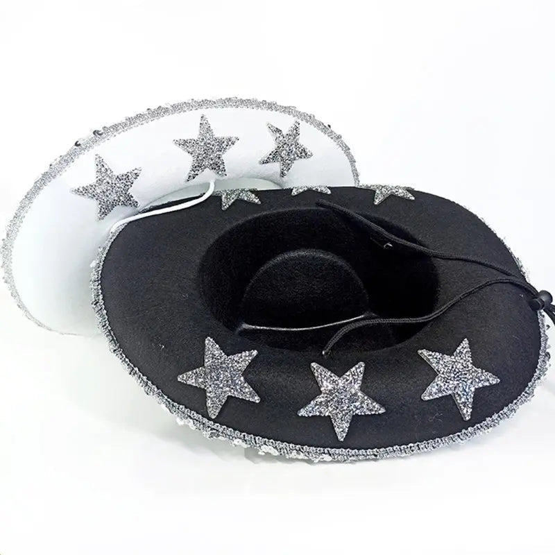 Party Black Bilateral Sequined Cowboy Hat - www.Shopthatapp.com #