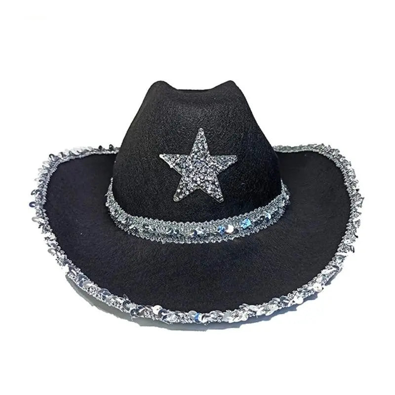 Party Black Bilateral Sequined Cowboy Hat - www.Shopthatapp.com #
