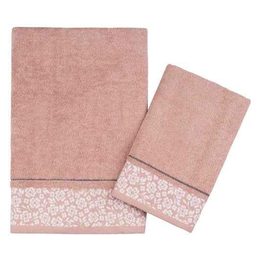 Peach Flora Border Towels-Comforters blanket, etc.-www.Shopthatapp.com-HAFNA International Inc