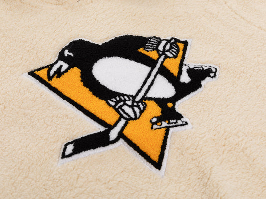 Pittsburgh Penguins Ladies Sherpa Hoodie with Premium Chenille Logo - www.Shopthatapp.com