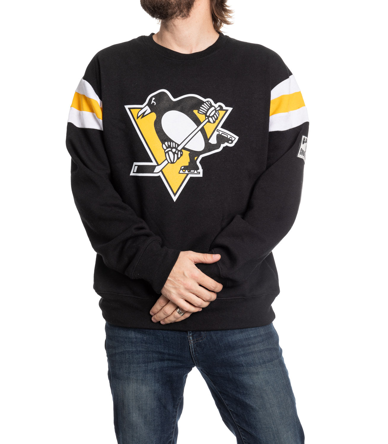 Pittsburgh Penguins Varsity Retro Style Crewneck Sweater - www.Shopthatapp.com