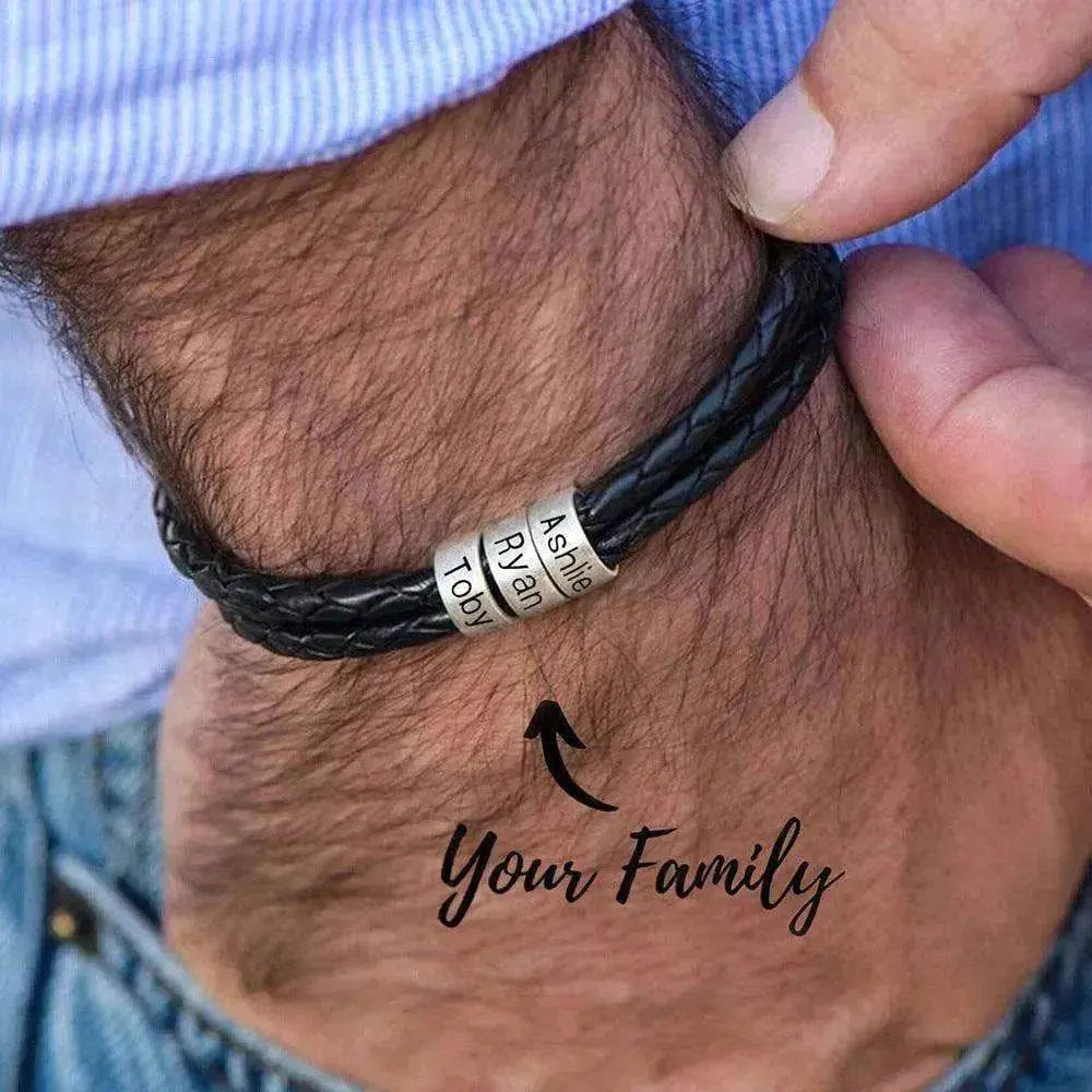 Personalized Beads Stainless steel engraved woven Hand Rope bracelet - www.Shopthatapp.com