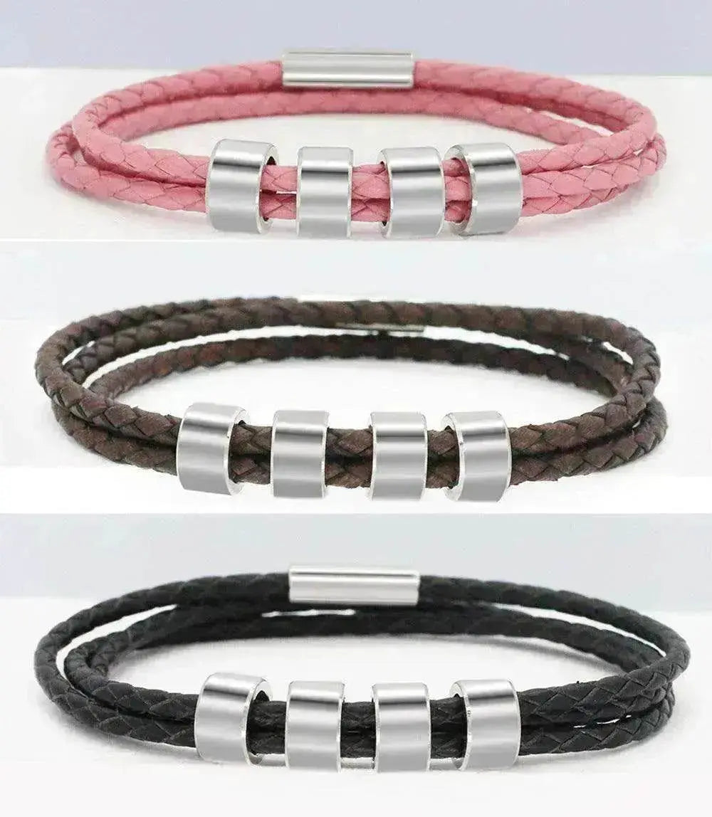 Personalized Beads Stainless steel engraved woven Hand Rope bracelet - www.Shopthatapp.com