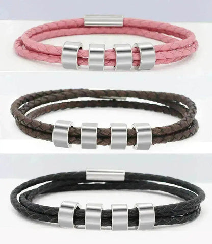 Personalized Beads Stainless steel engraved woven Hand Rope bracelet - www.Shopthatapp.com
