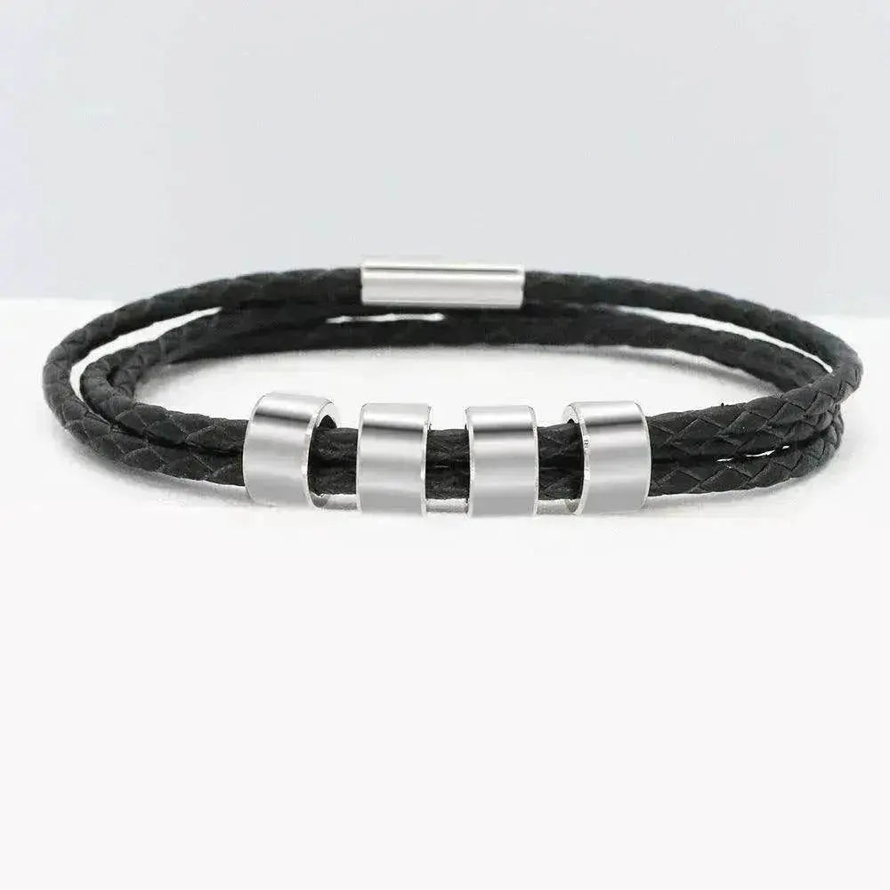 Personalized Beads Stainless steel engraved woven Hand Rope bracelet - www.Shopthatapp.com