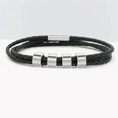 Personalized Beads Stainless steel engraved woven Hand Rope bracelet - www.Shopthatapp.com