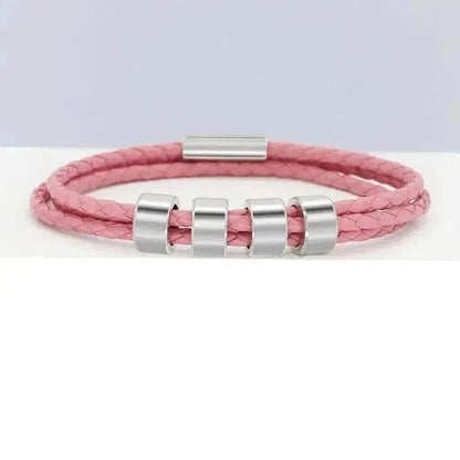 Personalized Beads Stainless steel engraved woven Hand Rope bracelet - www.Shopthatapp.com