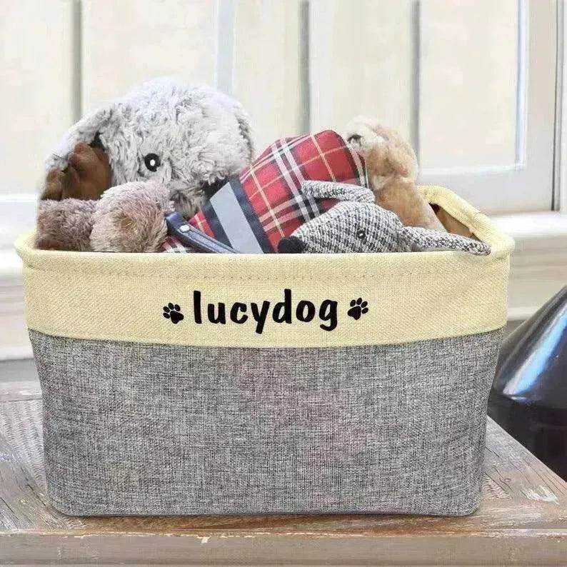Personalized Pet Dog Toy Storage Basket Canvas Foldable Bag - www.Shopthatapp.com