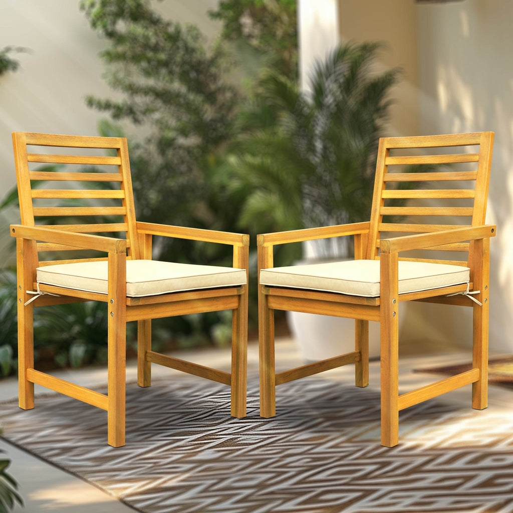Tranquillo Solara Acacia Wood Outdoor Chairs Set of 2 with Cushions - www.Shopthatapp.com