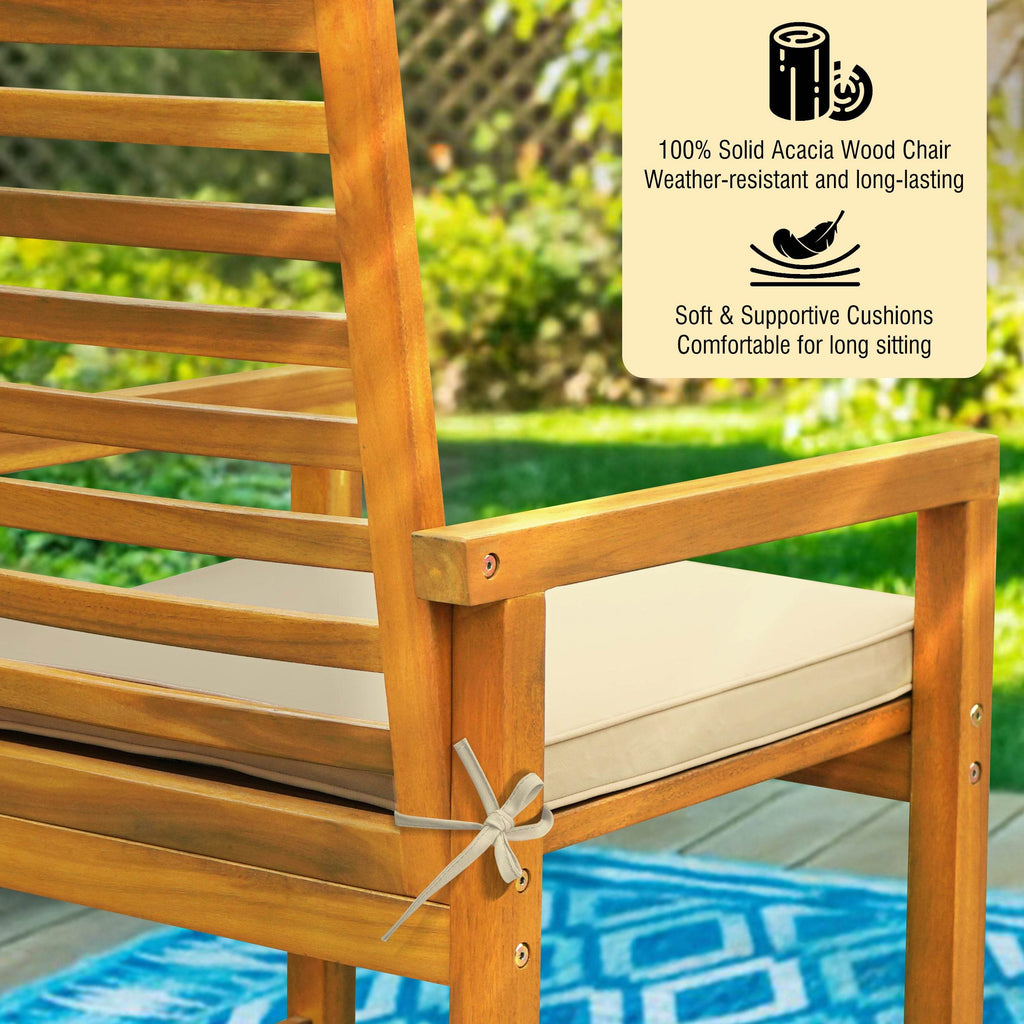 Tranquillo Solara Acacia Wood Outdoor Chairs Set of 2 with Cushions - www.Shopthatapp.com